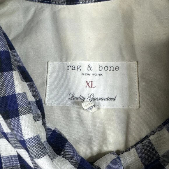 Rag & Bone Shirt Mens XL Blue White Check Long Sleeve Button Up - Picture 2 of 4